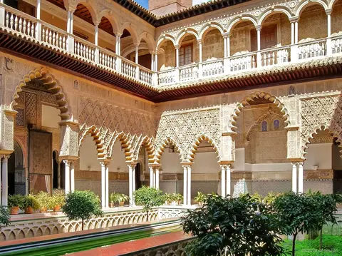 Real Alcázar Sevilla entreeticket, binnenplaats van het Mudéjar-paleis