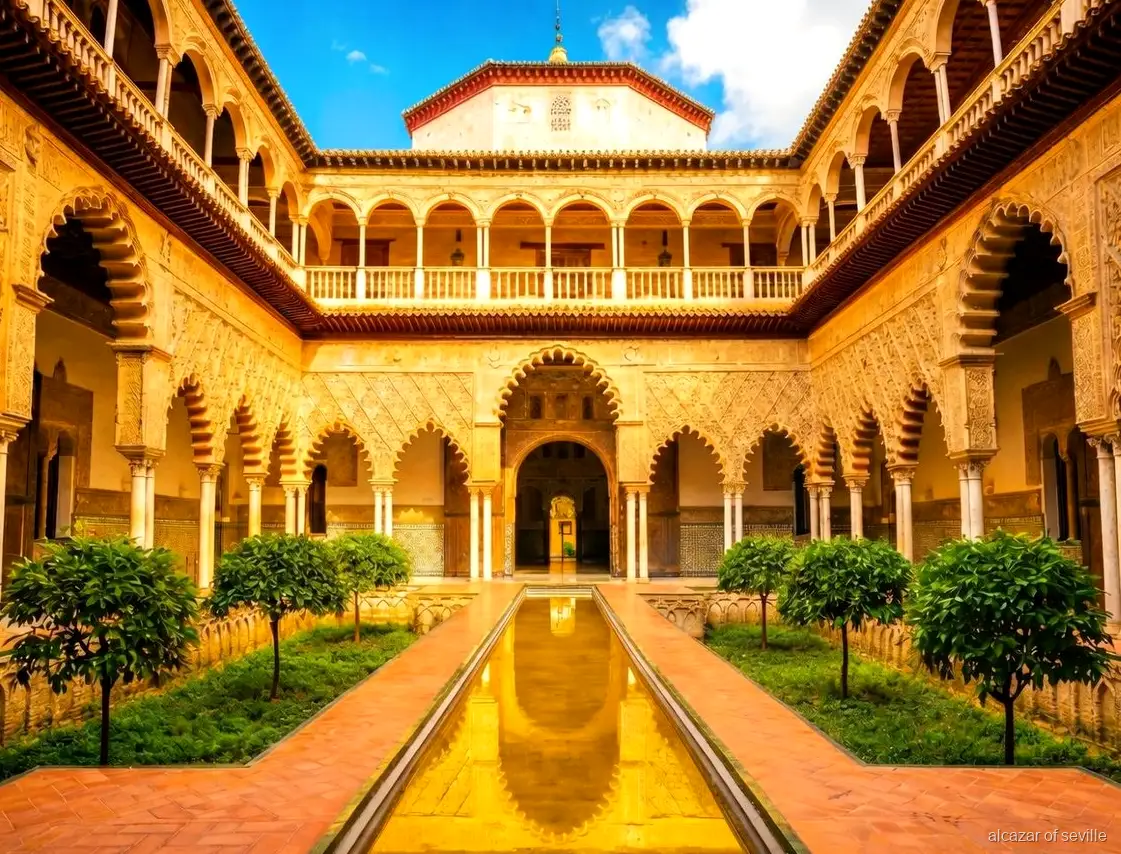 Real Alcázar Sevilla rondleiding met gids, erkende gids leidt een groep